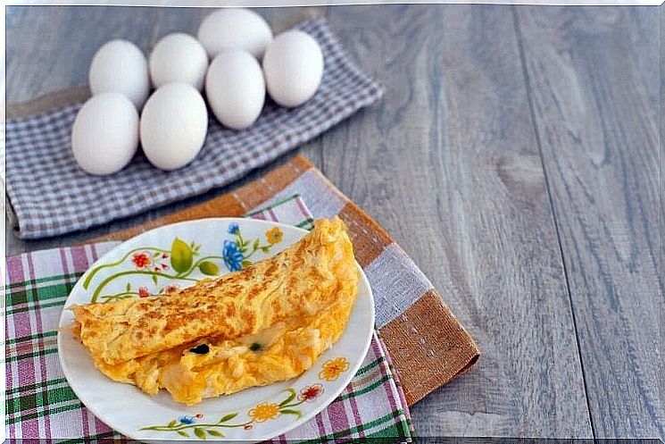 Omelette with goat cheese and herbs is one of the best recipes for breakfast