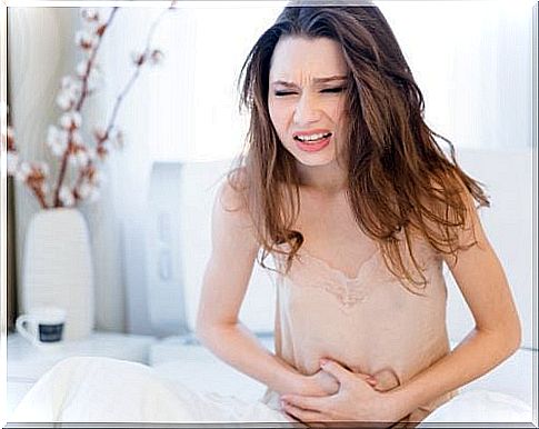 Woman with stomach problems