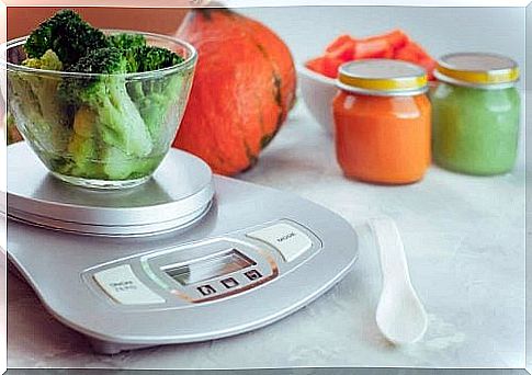 Broccoli being weighed