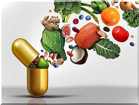 Healthy foods are put in capsules