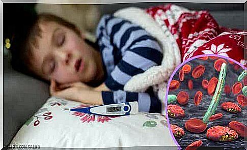 A child with a bacterial infection and fever