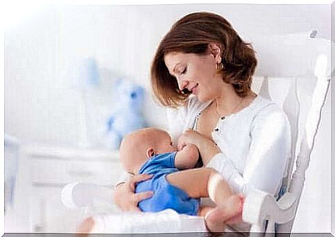 Woman breastfeeding her baby