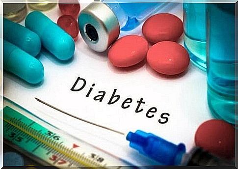 Diabetes is illustrated by medication and injection