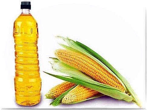 Corn oil and fresh corn cobs