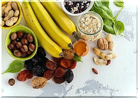 various fruits, nuts and other natural foods