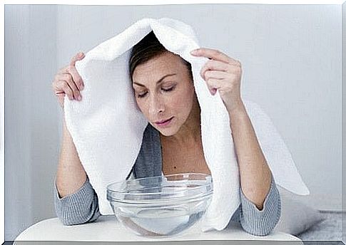 woman steaming her face