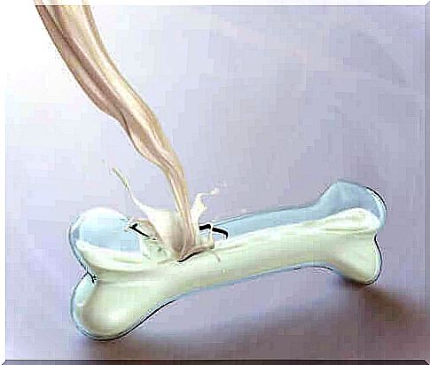 Milk is poured into glass of bone