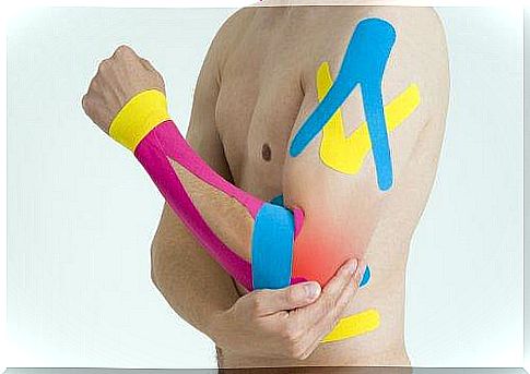 A man with Kinesio tape