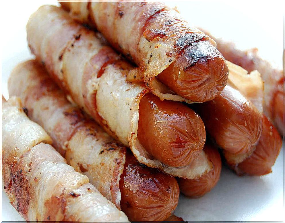 Sausages in wraps.